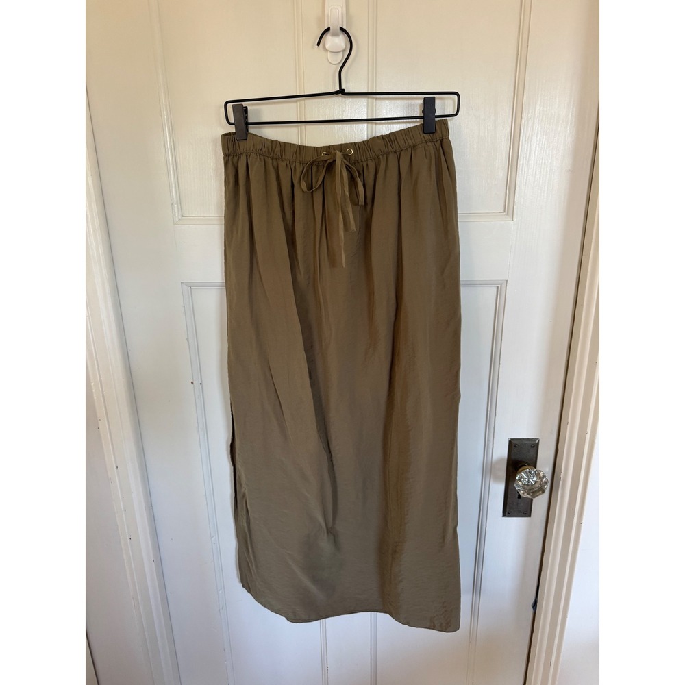 J.Crew olive green Crinkled Drawstring Midi Skirt size small